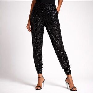 Trina Turk Black Sequin Joggers XS